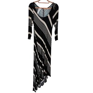 Paris IQ Made in New York Maxi Dress, Stripe Pattern, Long Sleeve,‎ Size L